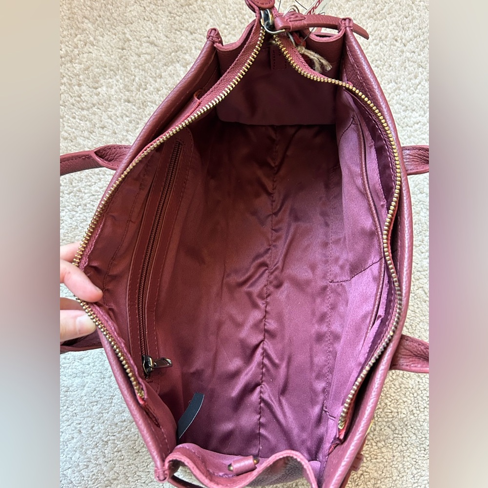 Handmade In India Genuine Leather Crossbody Satchel Bag Maroon OS - Picture 12 of 13